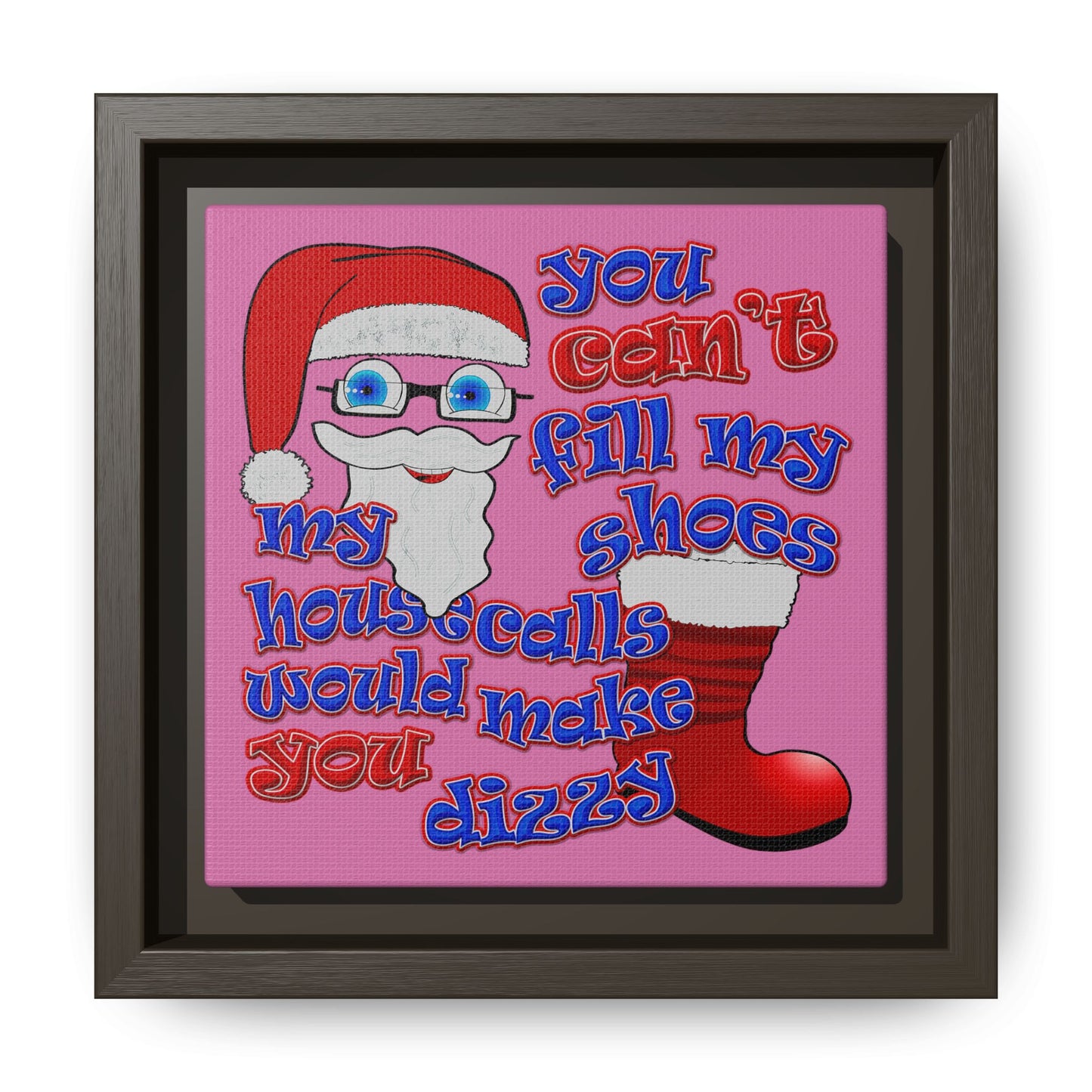 santa's shoes - framed canvas art (light pink)