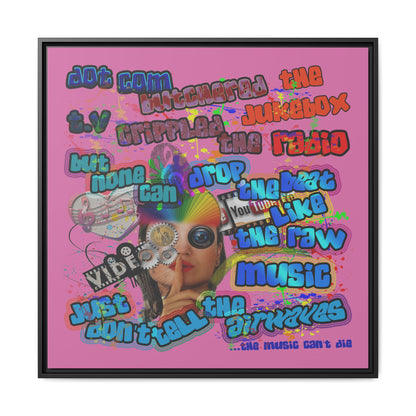 drop the beat - framed canvas art (light pink)