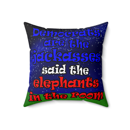 donkeys and elephants - Spun Polyester Square Pillow - ('snoops' background)