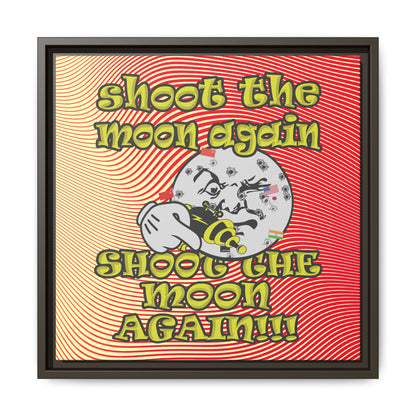 shoot the moon again - framed canvas art (yellow-orange wave)