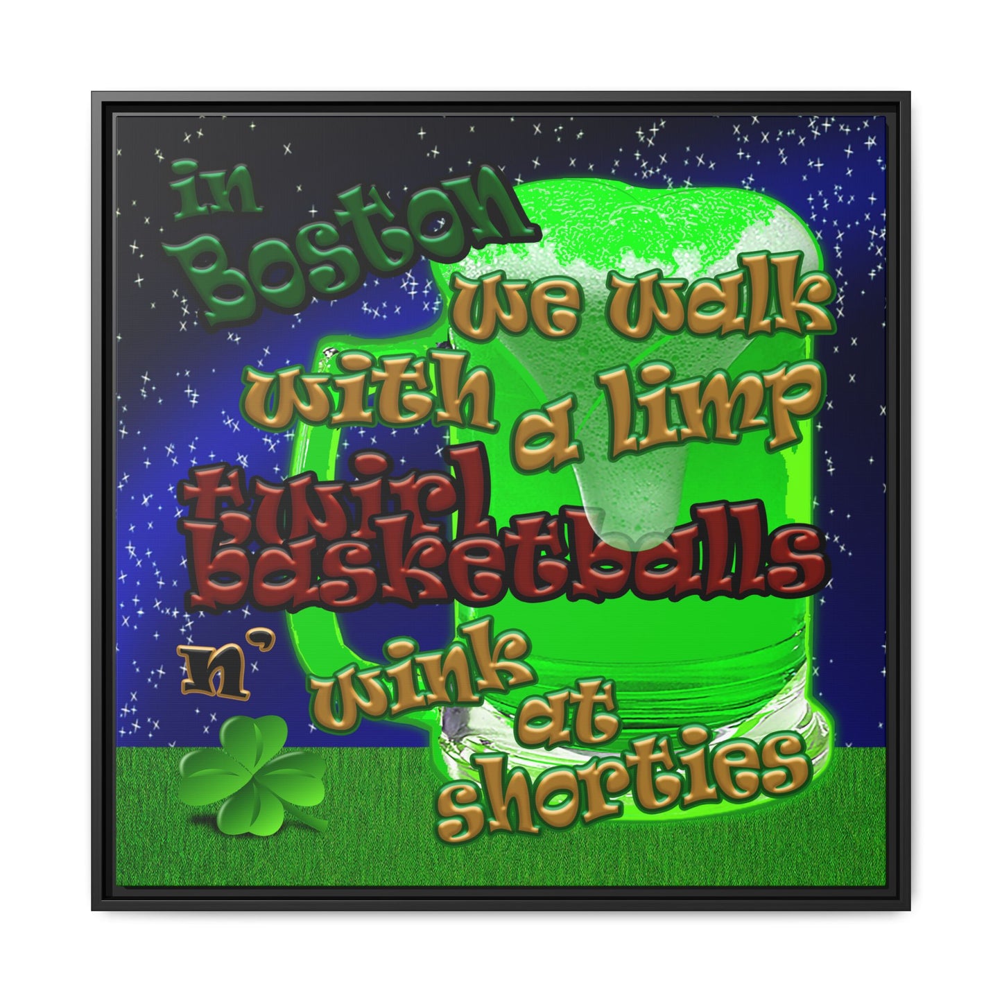 celtics logo - framed canvas art ('snoops' background)