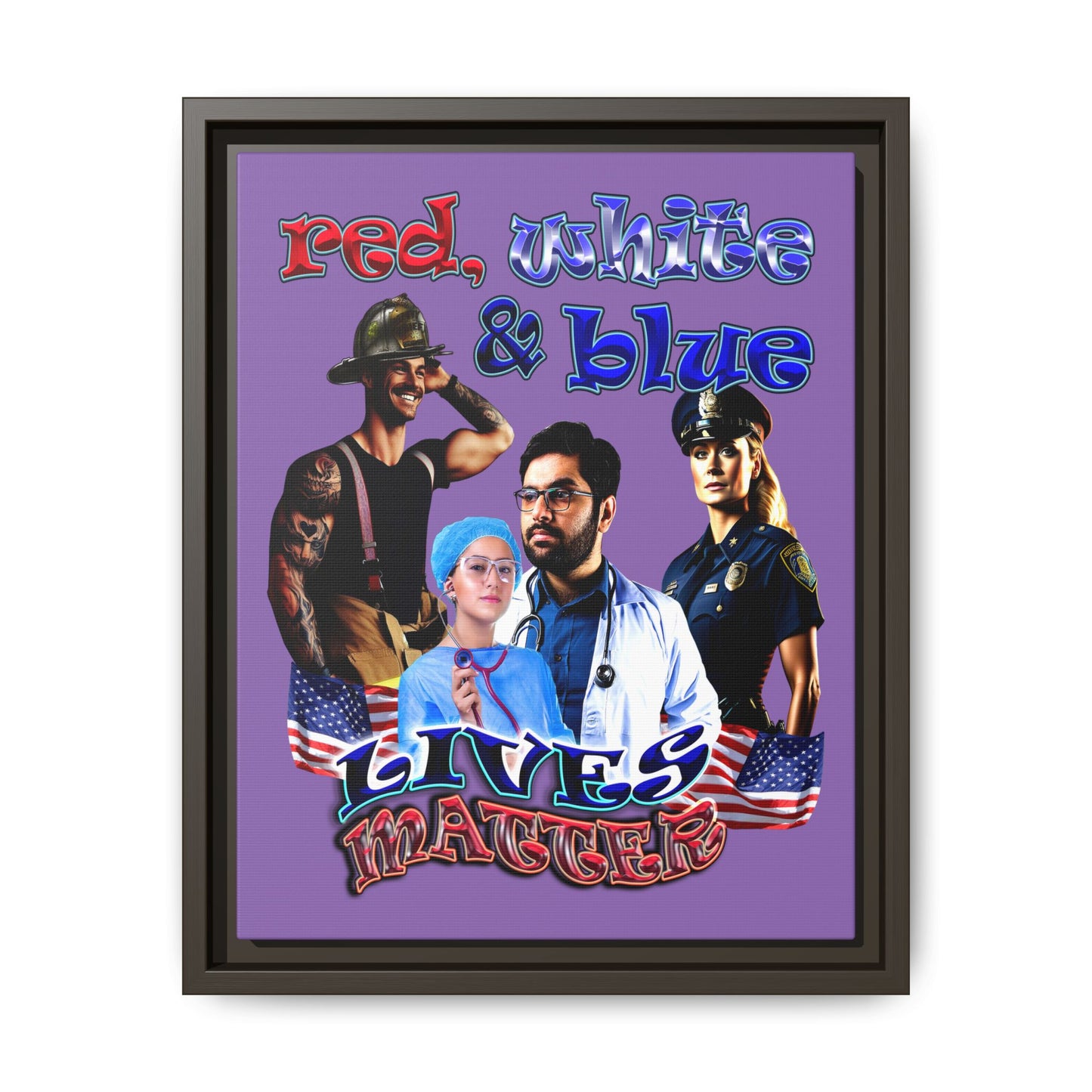 rw&b lives matter - framed canvas art (light purple)