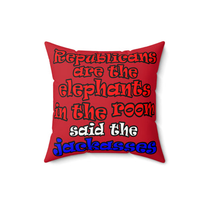 donkeys and elephants - Faux Suede Square Pillow - (dark red)
