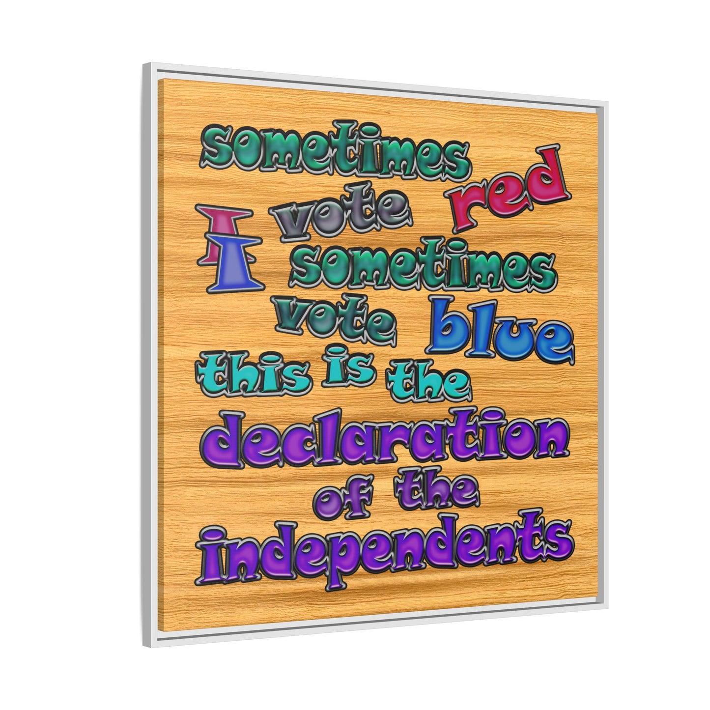 declaration of the independents - framed canvas art (butterscotch wood finish)