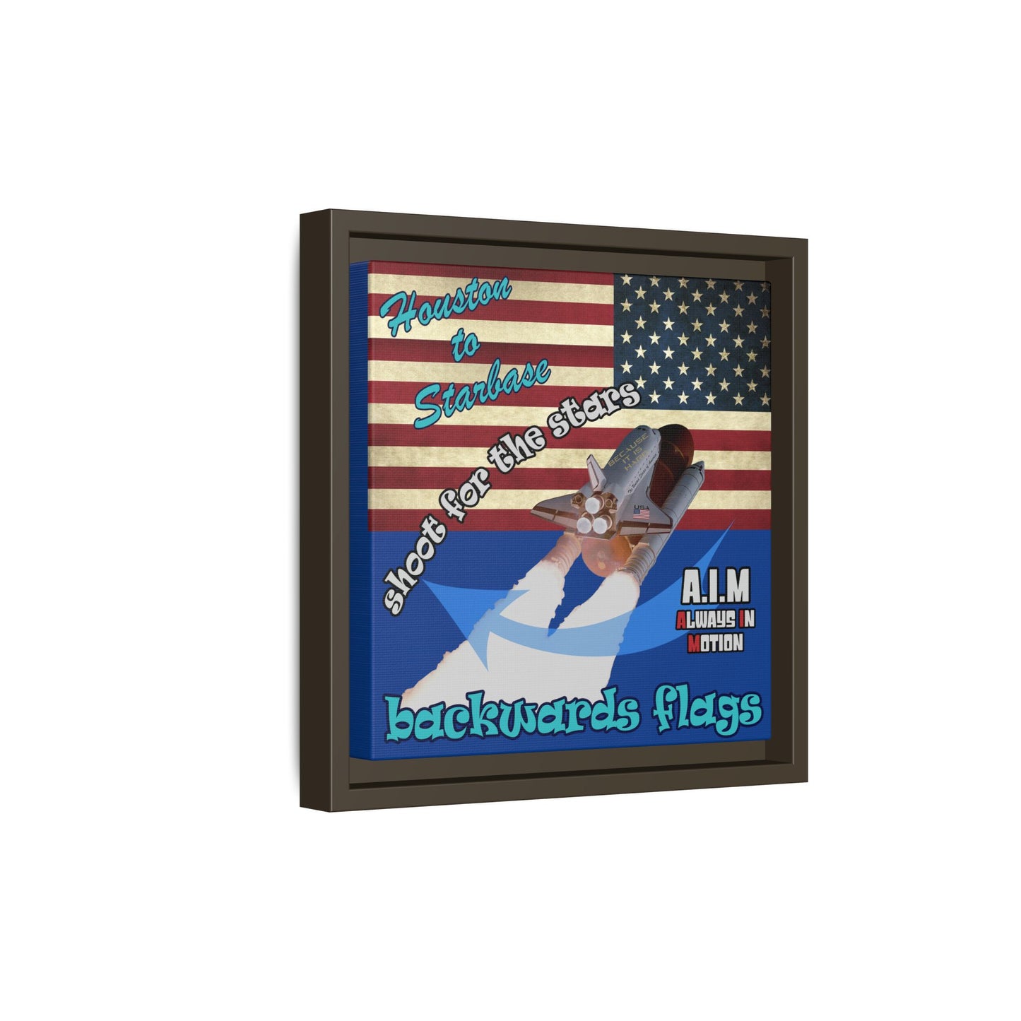 shoot for the stars - framed canvas art (dark blue)