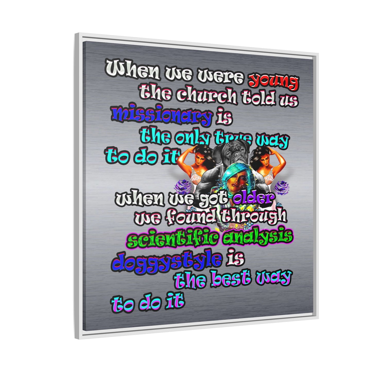 doggystyle - framed canvas art (brushed nickel)