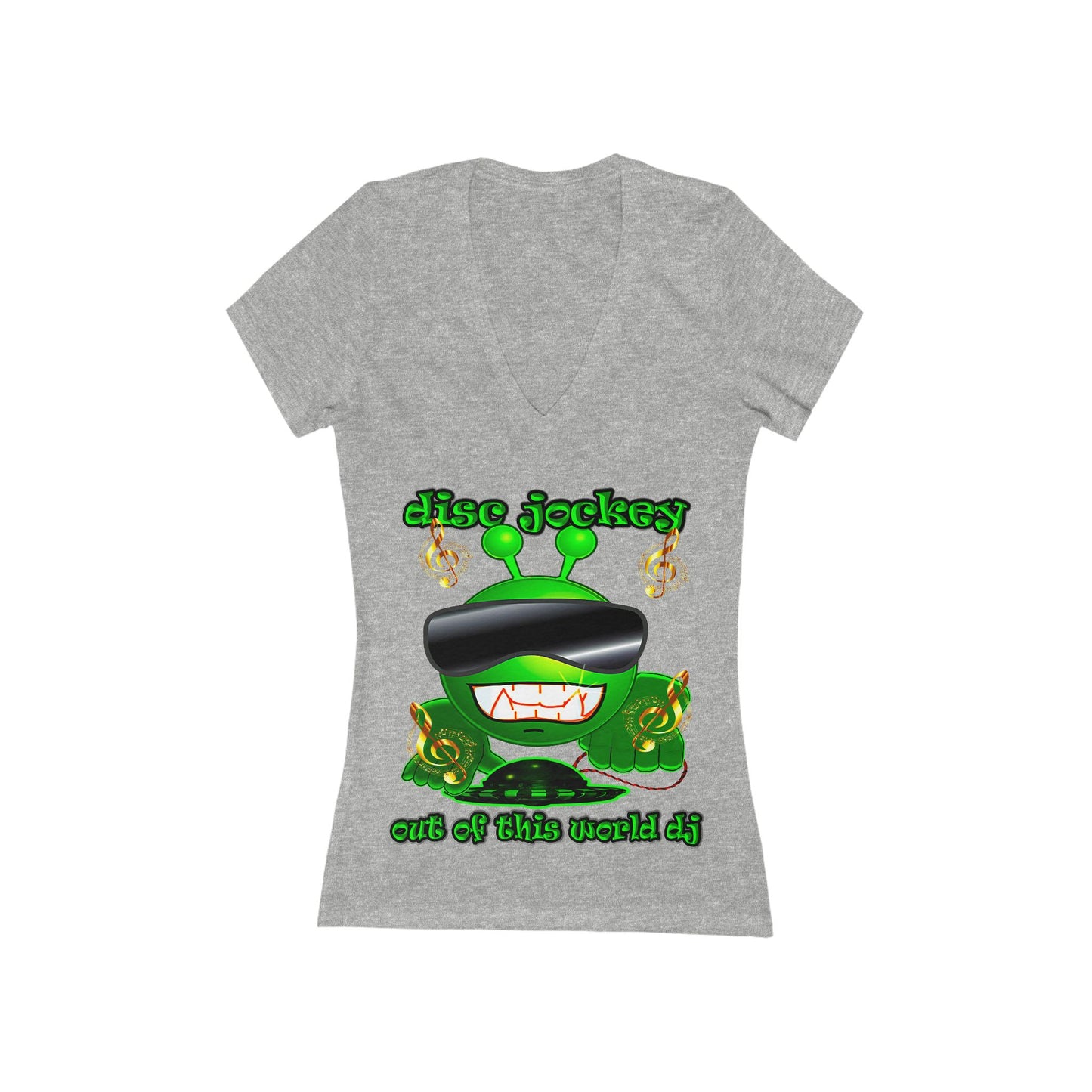 disc jockey - Women's Jersey Short Sleeve Deep V-Neck Tee