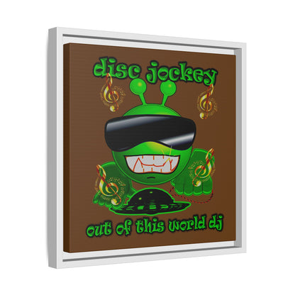 disc jockey - framed canvas art (brown)