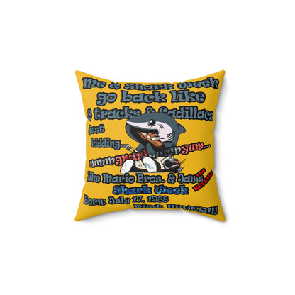 shark week - Faux Suede Square Pillow - (yellow)