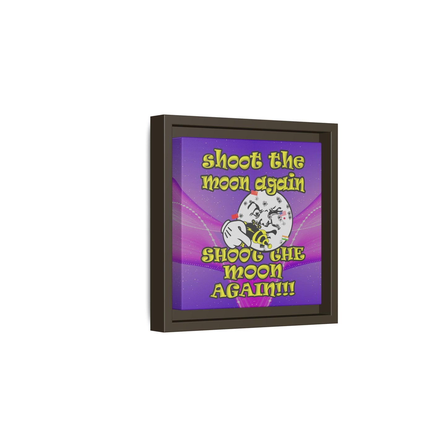 shoot the moon again - framed canvas art (purple-pink wave)