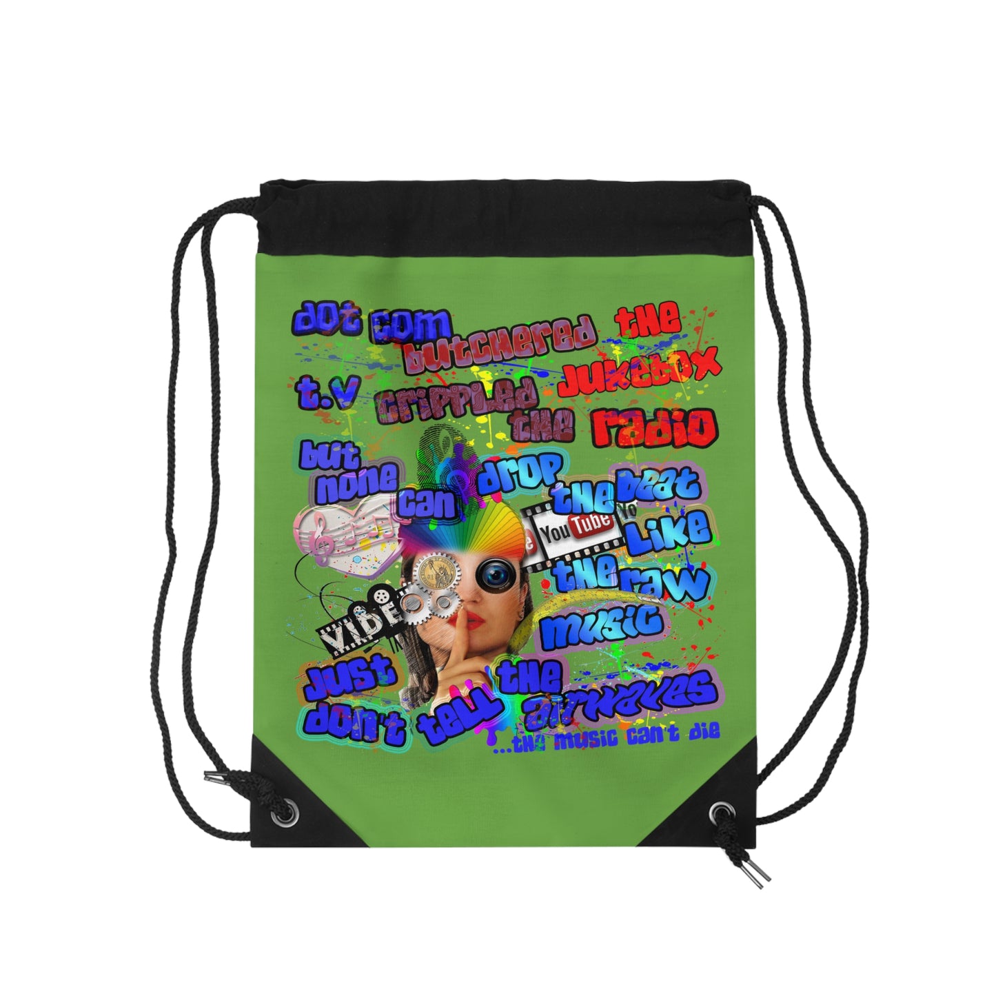 drop the beat - Drawstring Bag (green)