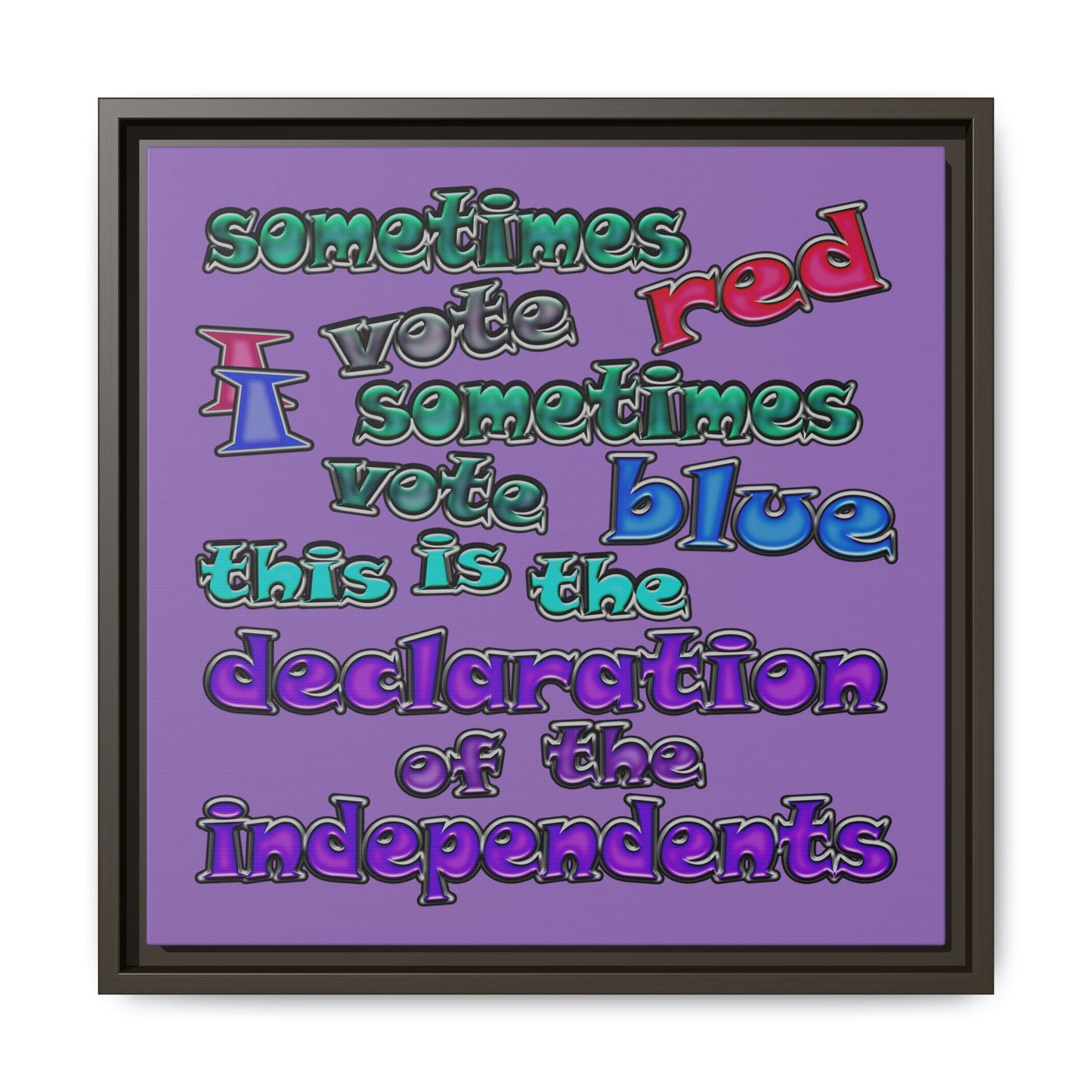declaration of the independents - framed canvas art (light purple)
