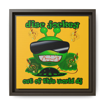 disc jockey - framed canvas art (yellow)