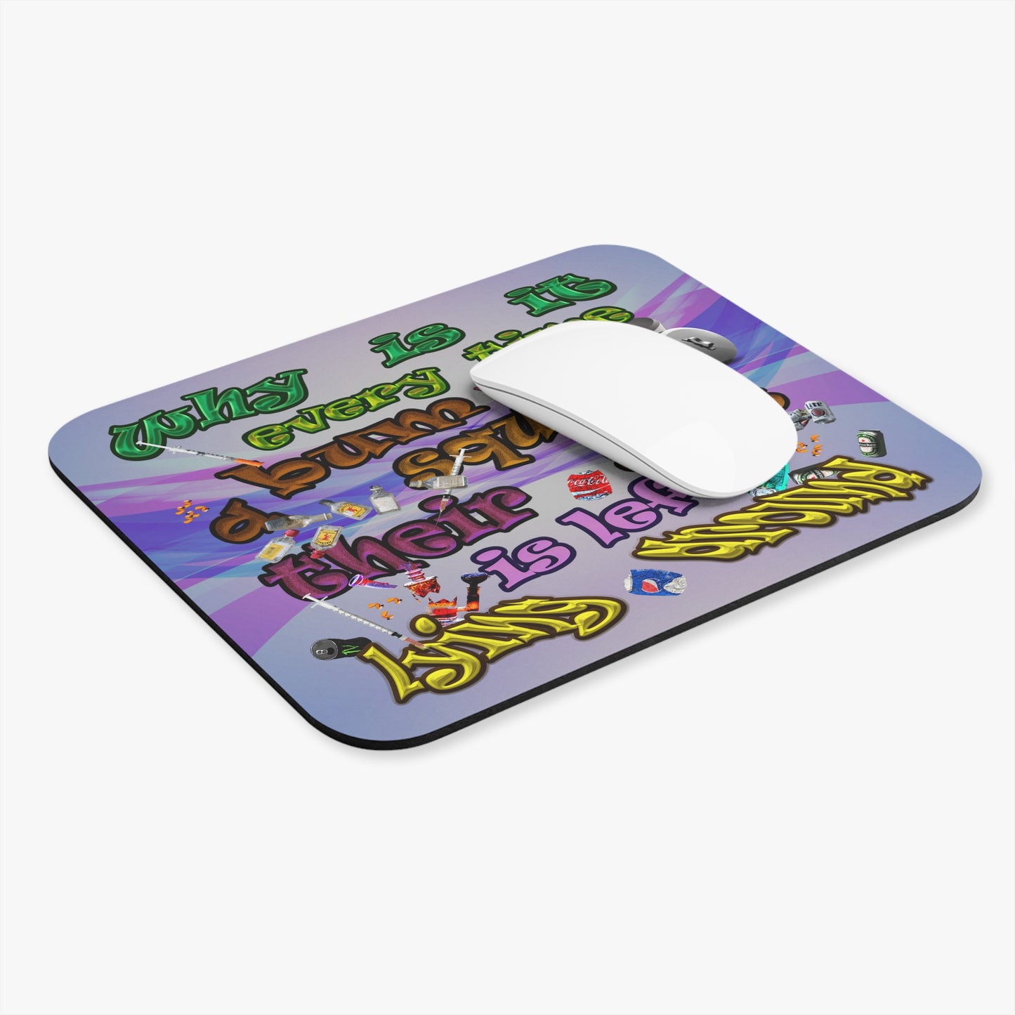 the bum's shit - Mouse Pad (Rectangle) (light blue-pink wave)