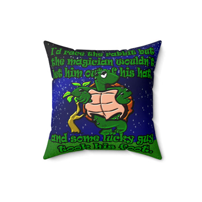 turtle race - Faux Suede Square Pillow - ('snoops' background)