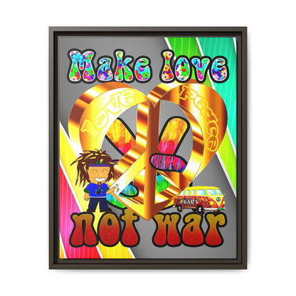 love peace - framed canvas art (rainbow split)