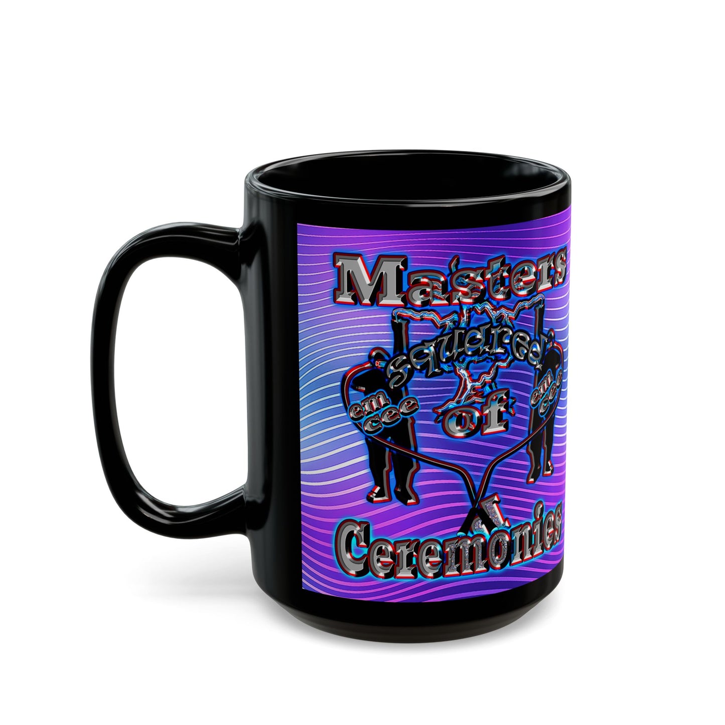 em cee squared - Black Mug (purple wave)