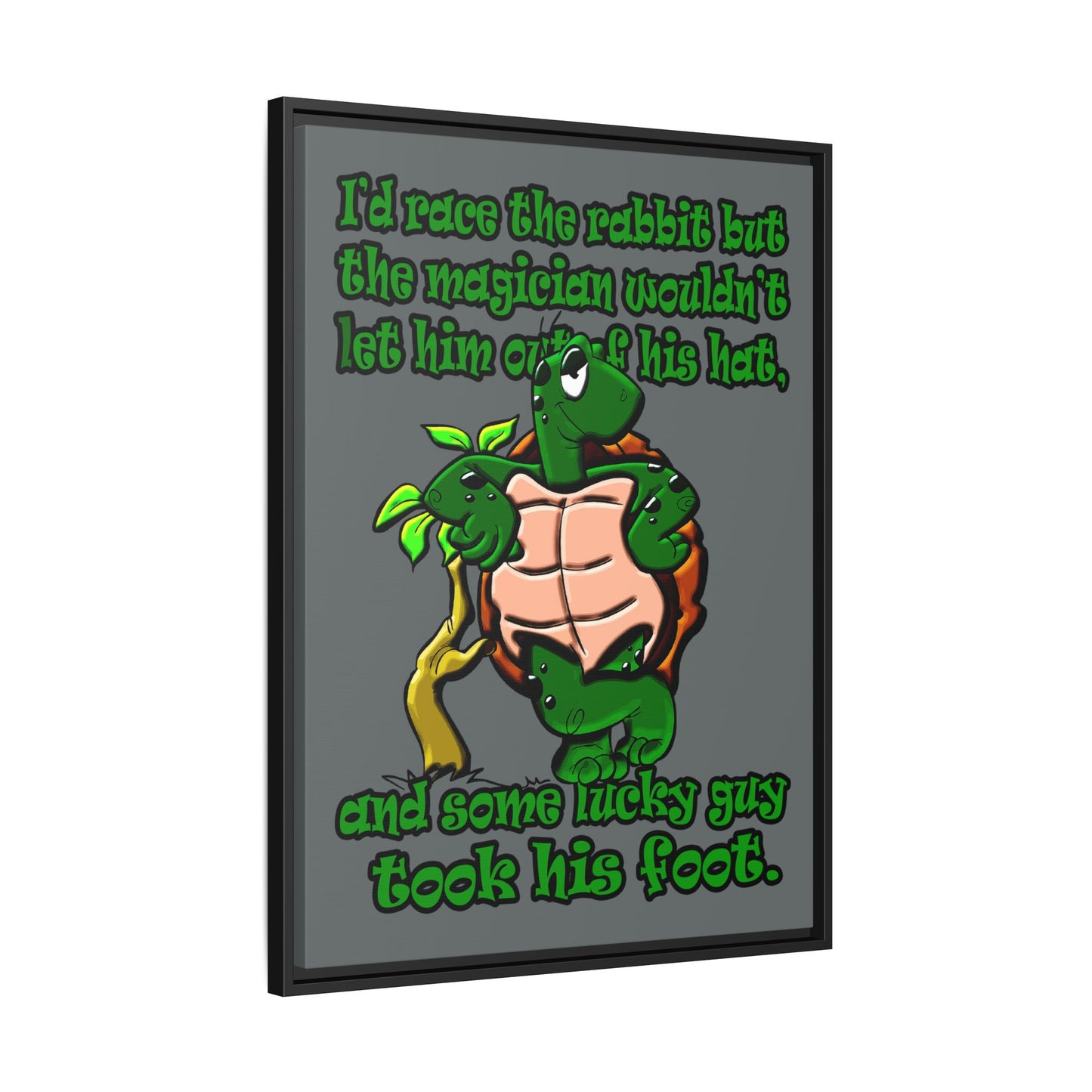 turtle race - framed canvas art (dark grey)