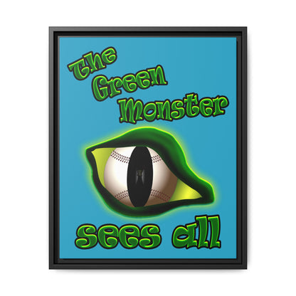 green monster - framed canvas art (turquoise)