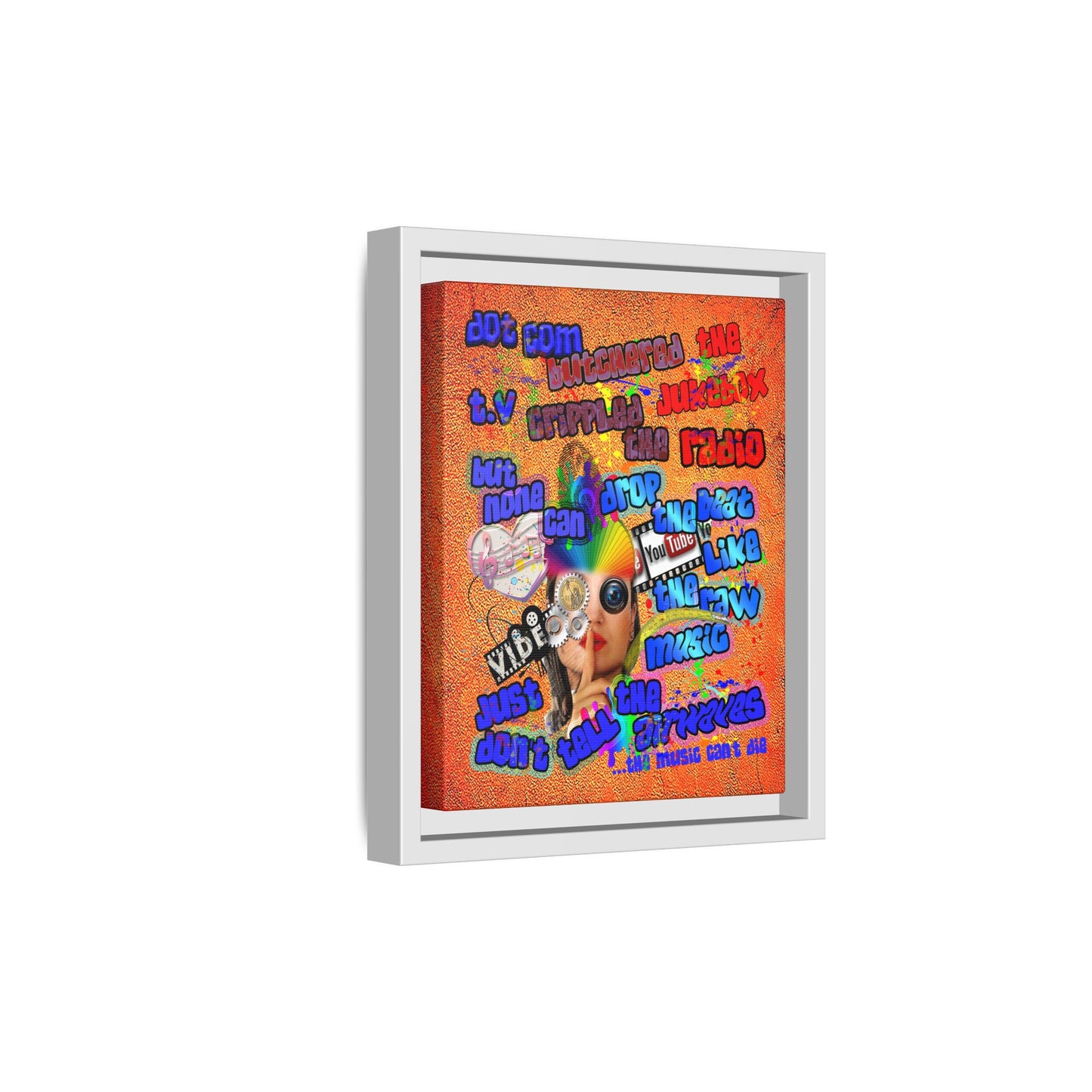 drop the beat - framed canvas art (burnt orange)