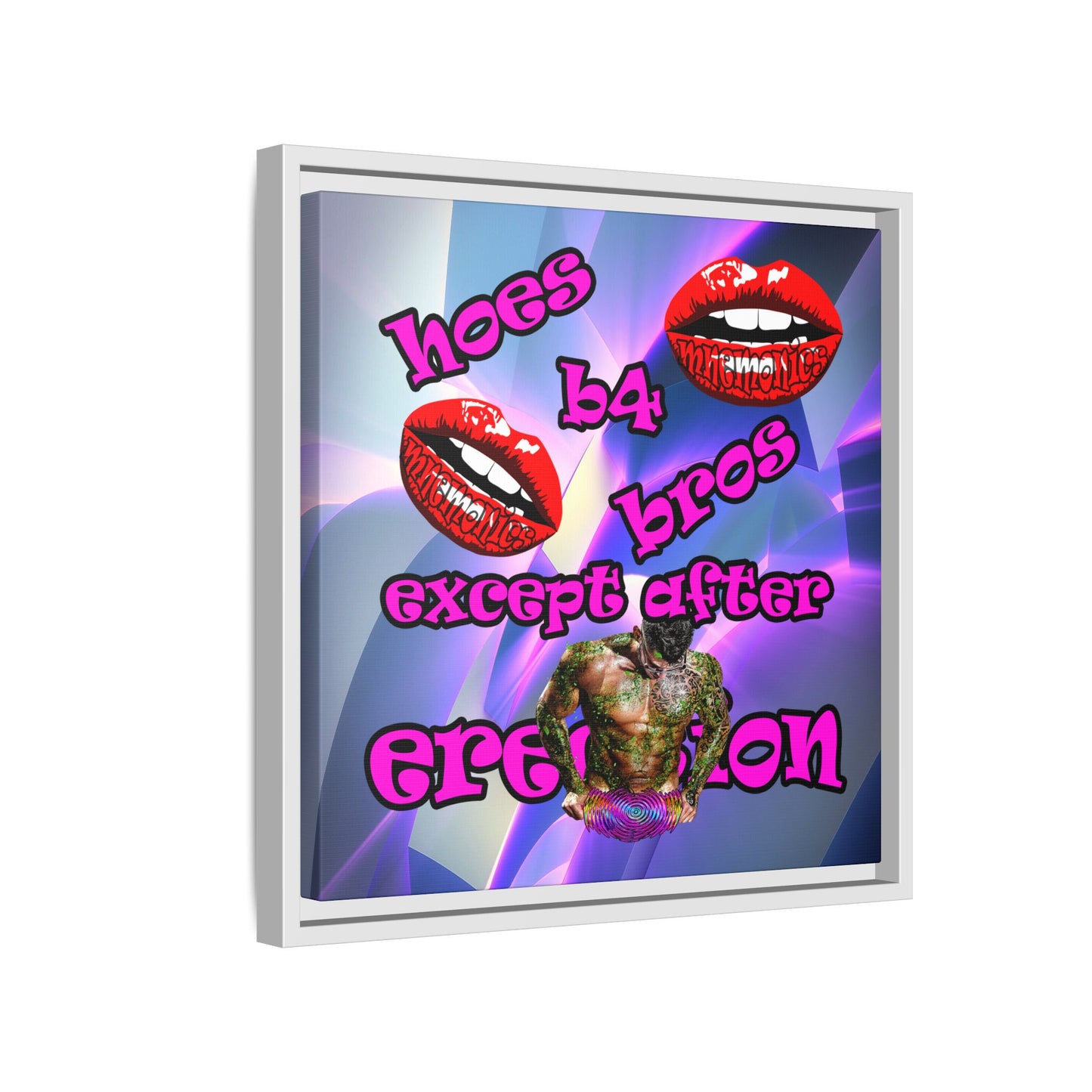 hoes b4 bros - framed canvas art (grey-pink wave)