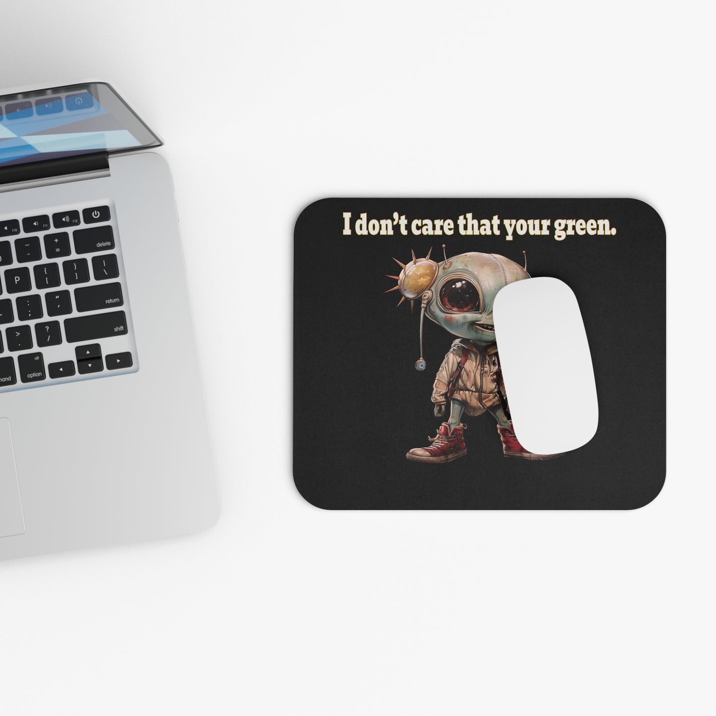 I don't care that your green - Mouse Pad (Rectangle) (black)
