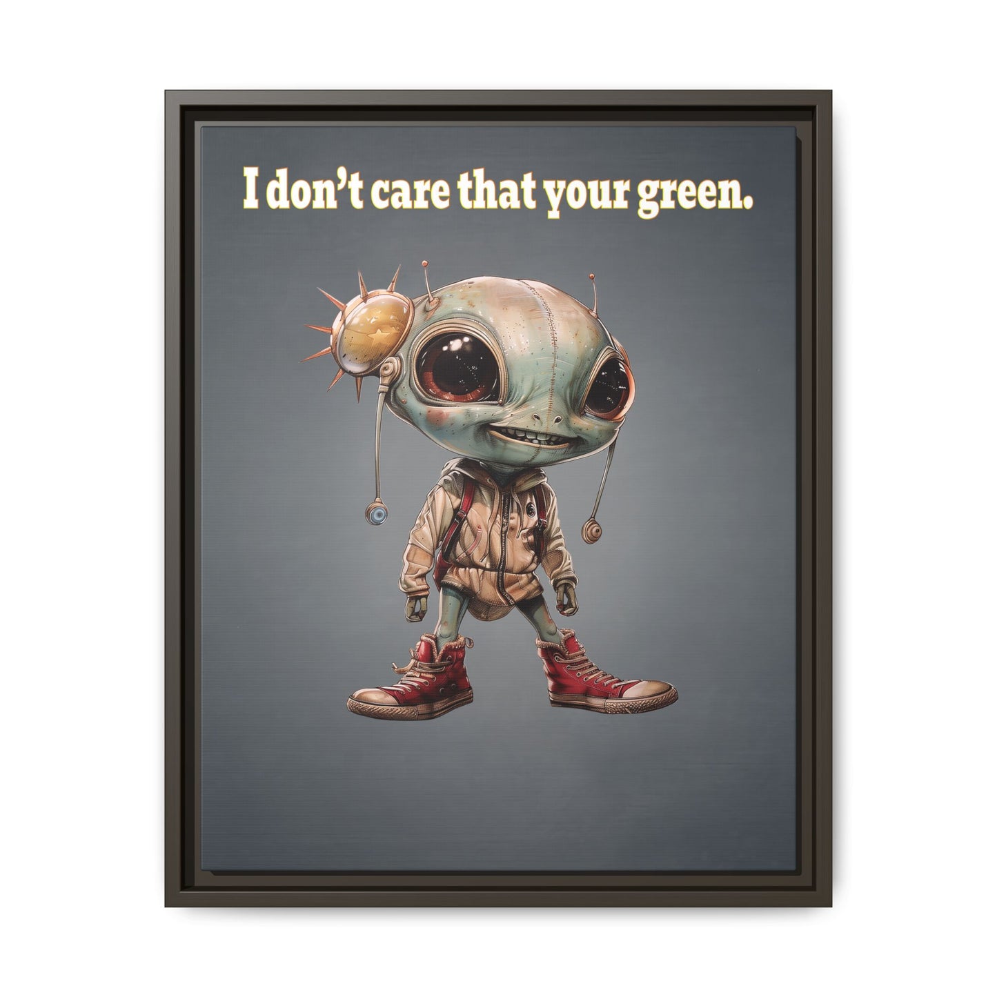 I don't care that your green - framed canvas art (grey-light grey)