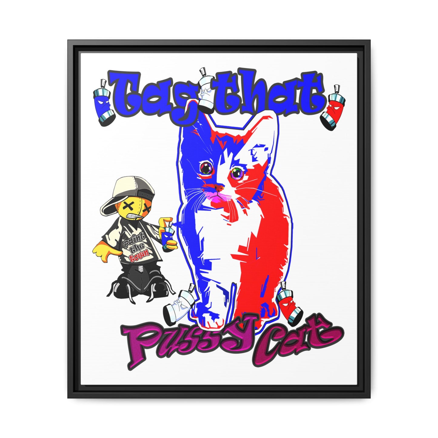 tag that - framed canvas art (white)