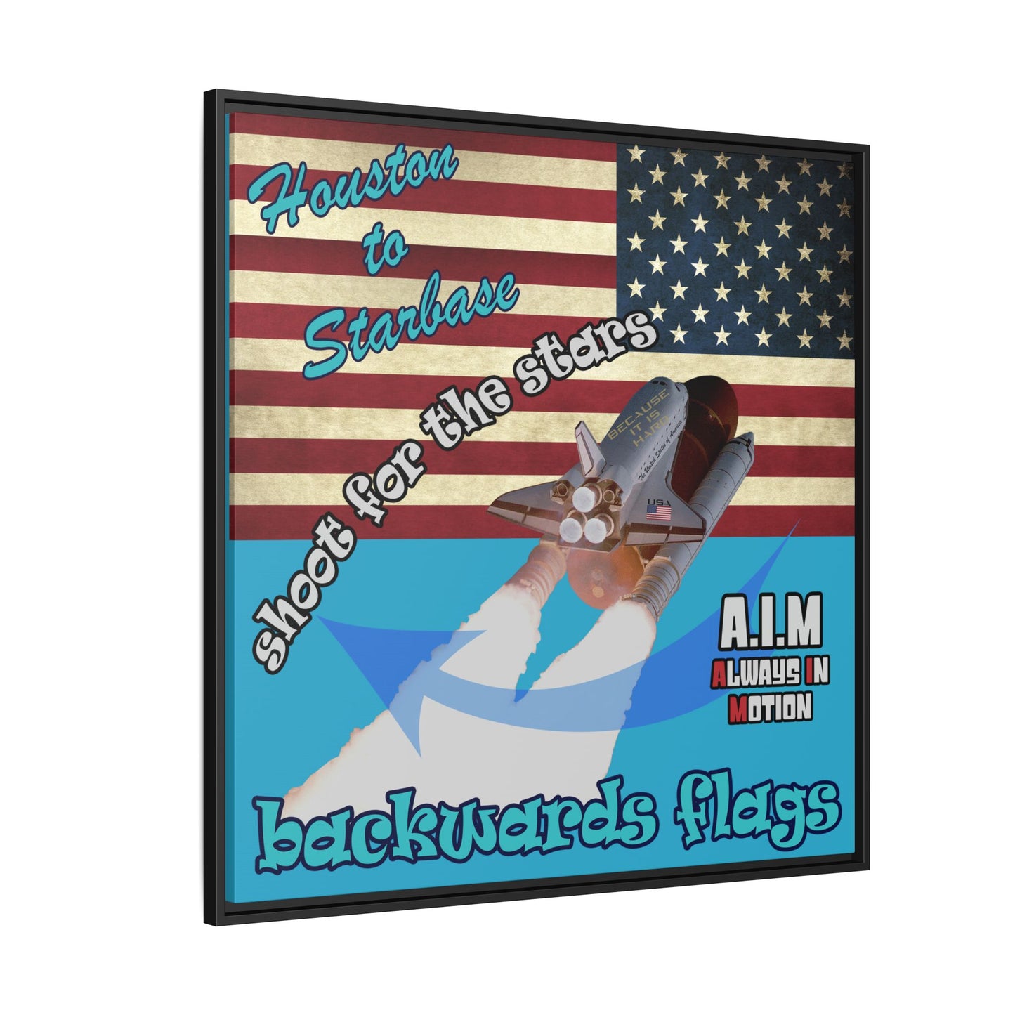 shoot for the stars - framed canvas art (turquoise)