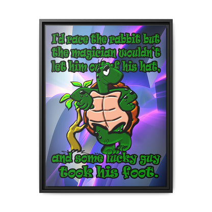 turtle race - framed canvas art (grey-pink wave)