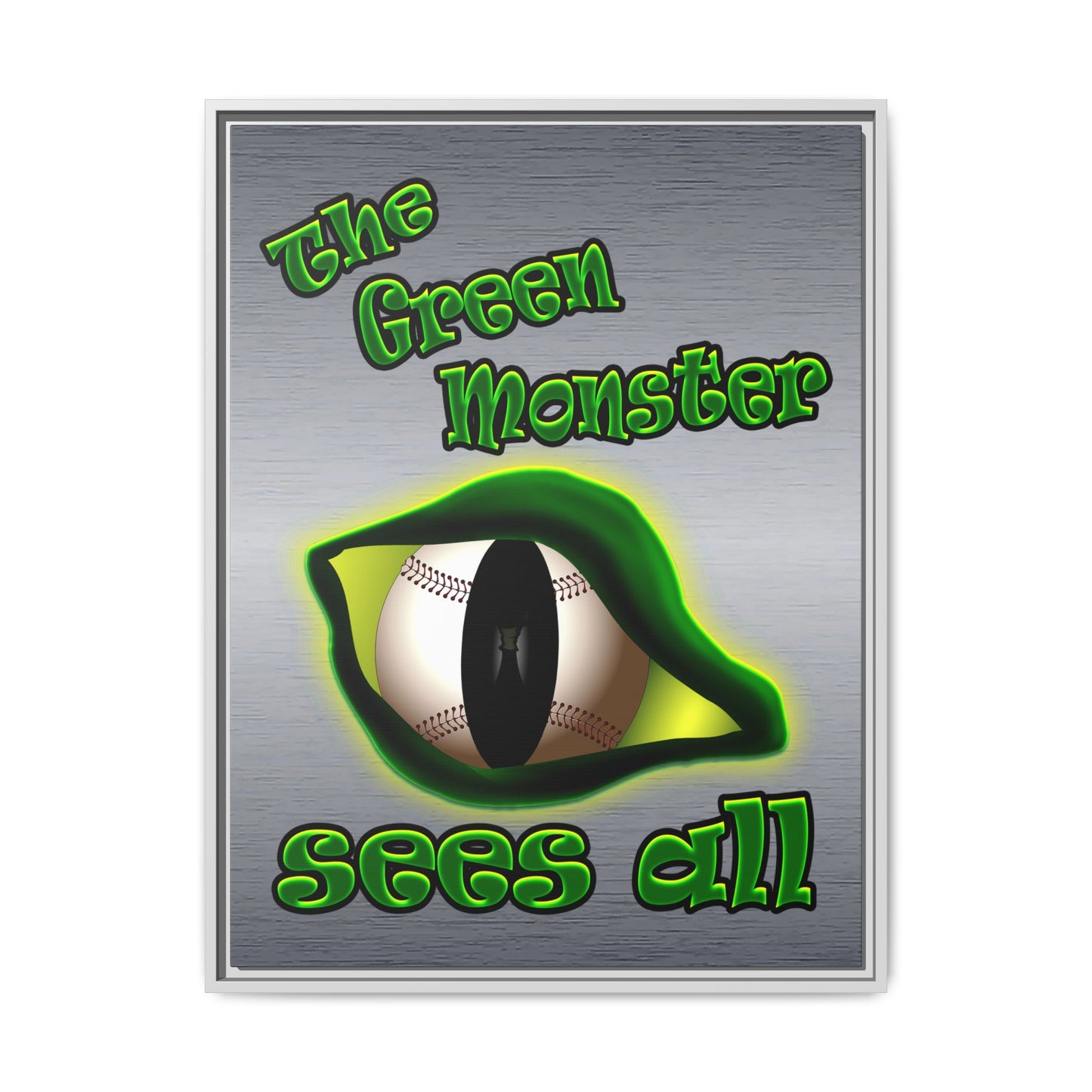 green monster - framed canvas art (brushed nickel)