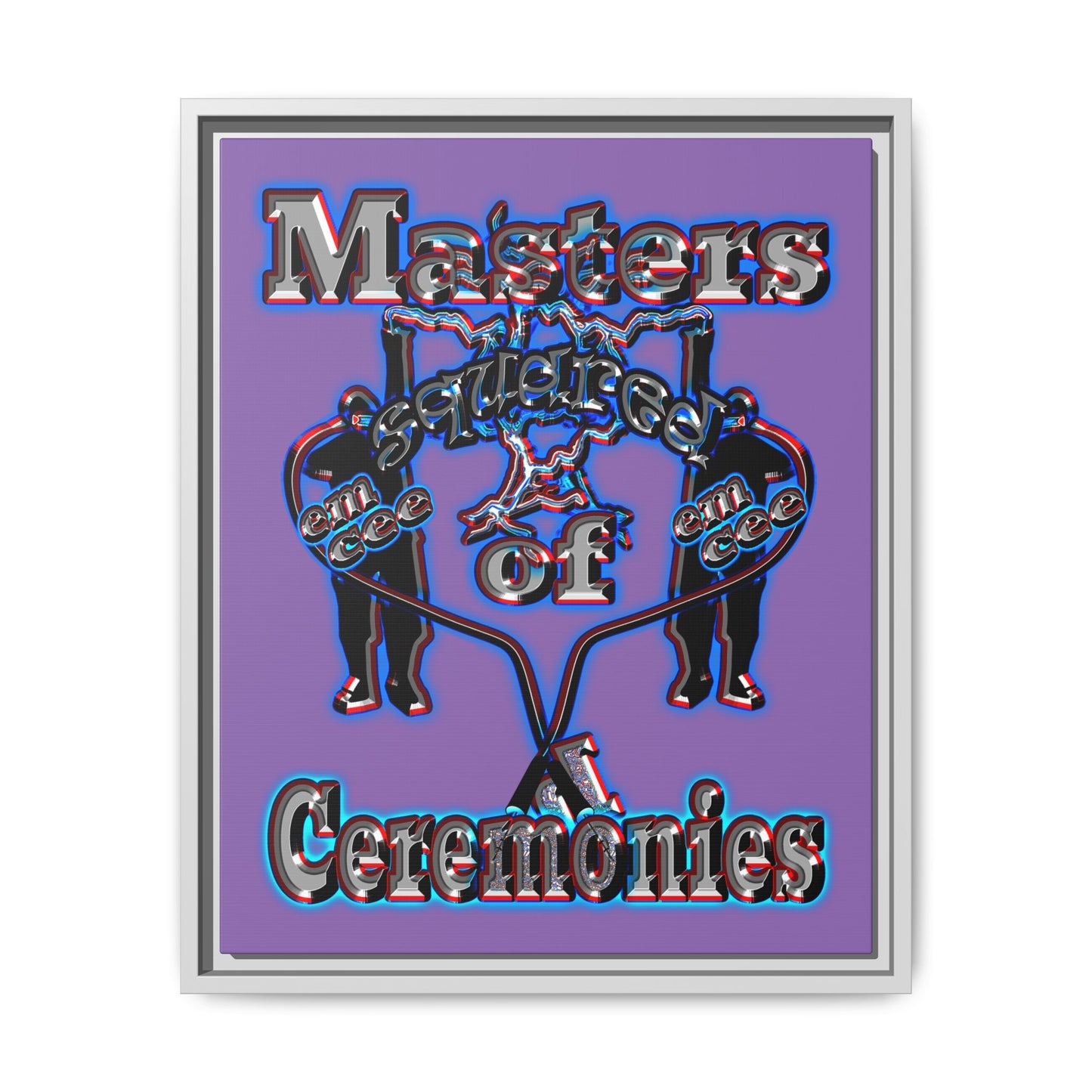 em cee squared - framed canvas art (light purple)
