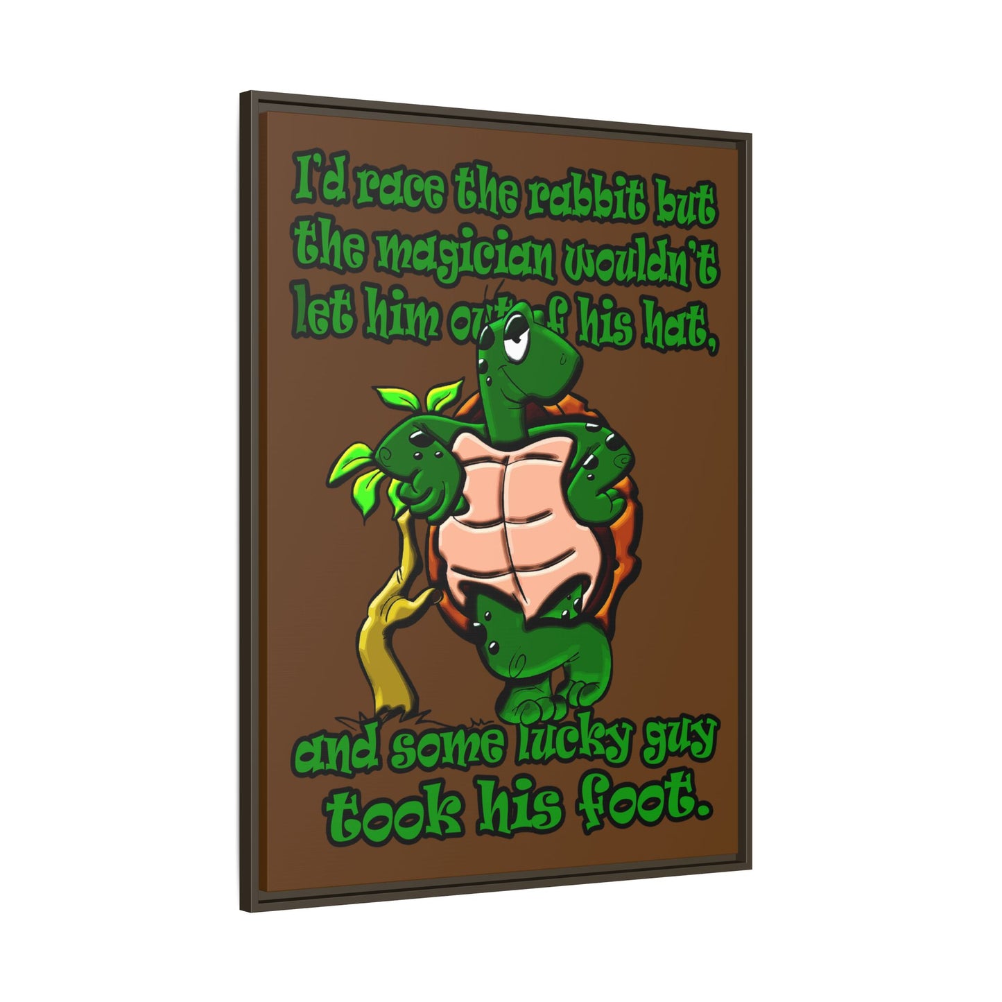 turtle race - framed canvas art (brown)