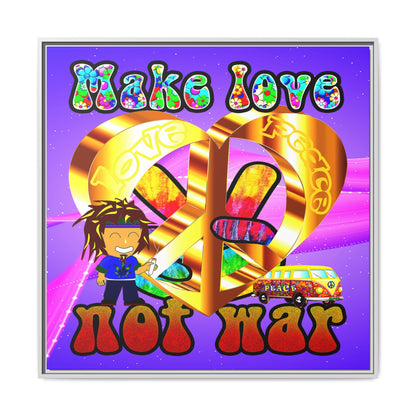 love peace - framed canvas art (purple-pink wave)