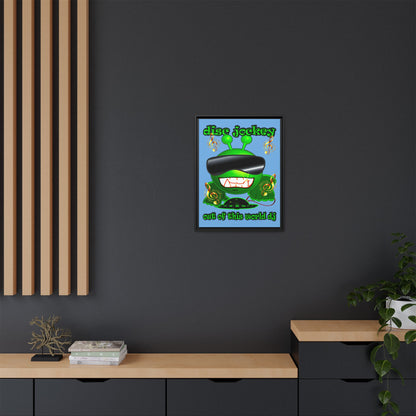disc jockey - framed canvas art (light blue)