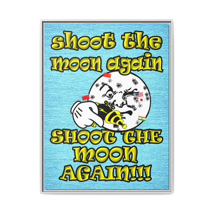 shoot the moon again - framed canvas art (faded blue)