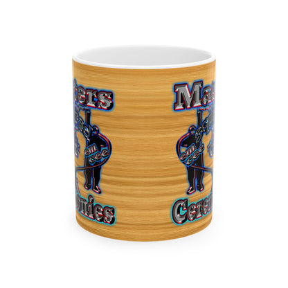 em cee squared - White Mug (butterscotch wood finish)
