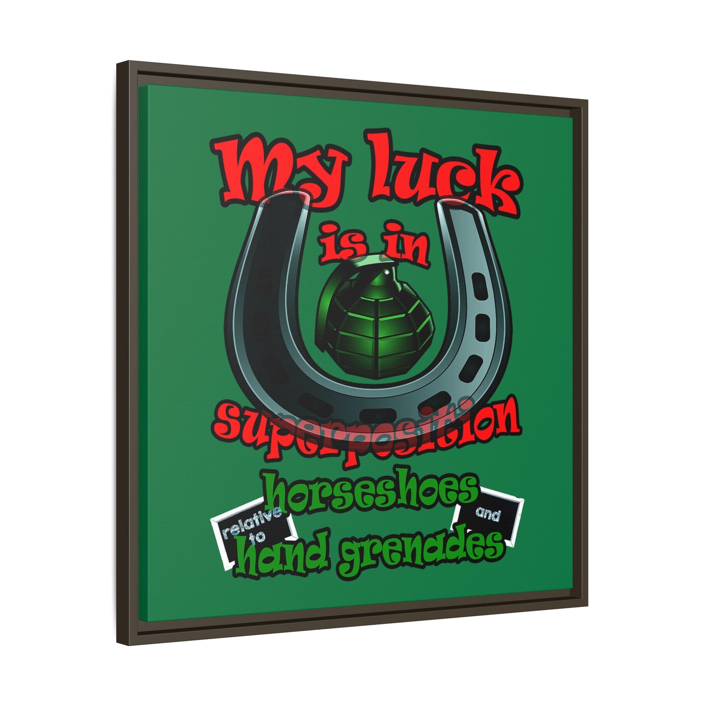 my luck - framed canvas art (dark green)