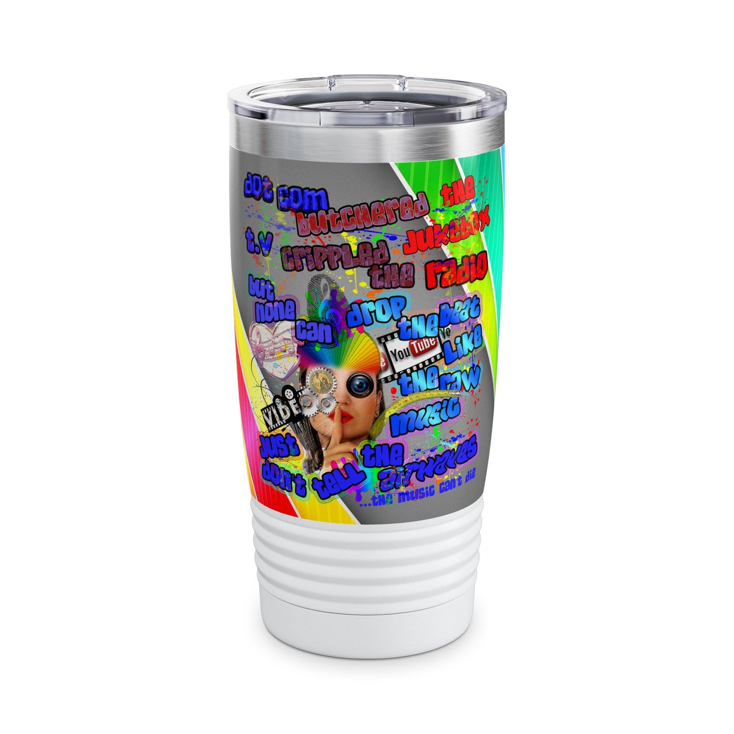drop the beat - Ringneck Tumbler, 20oz  (rainbow split)