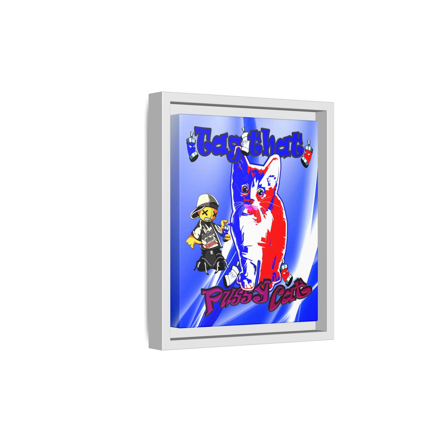 tag that - framed canvas art (blue-white wave)