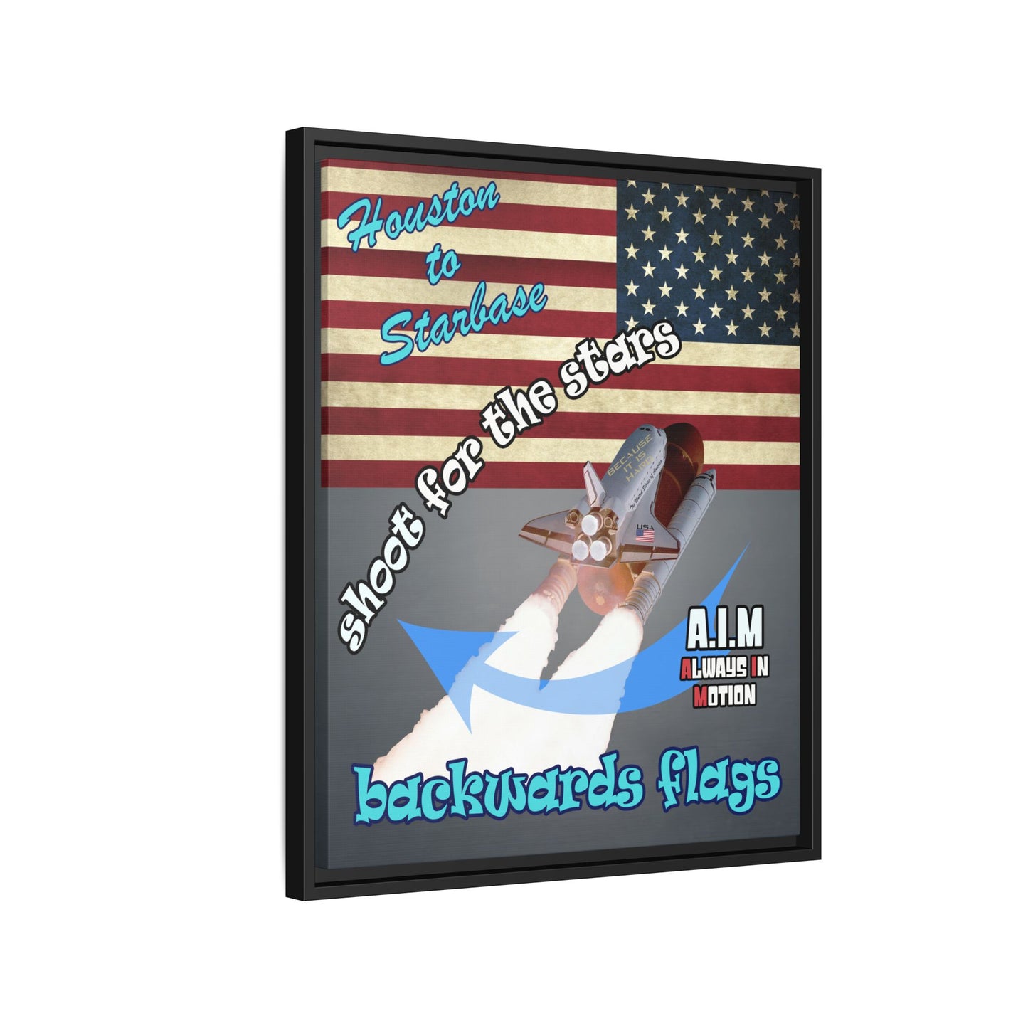 shoot for the stars - framed canvas art (grey-light grey)