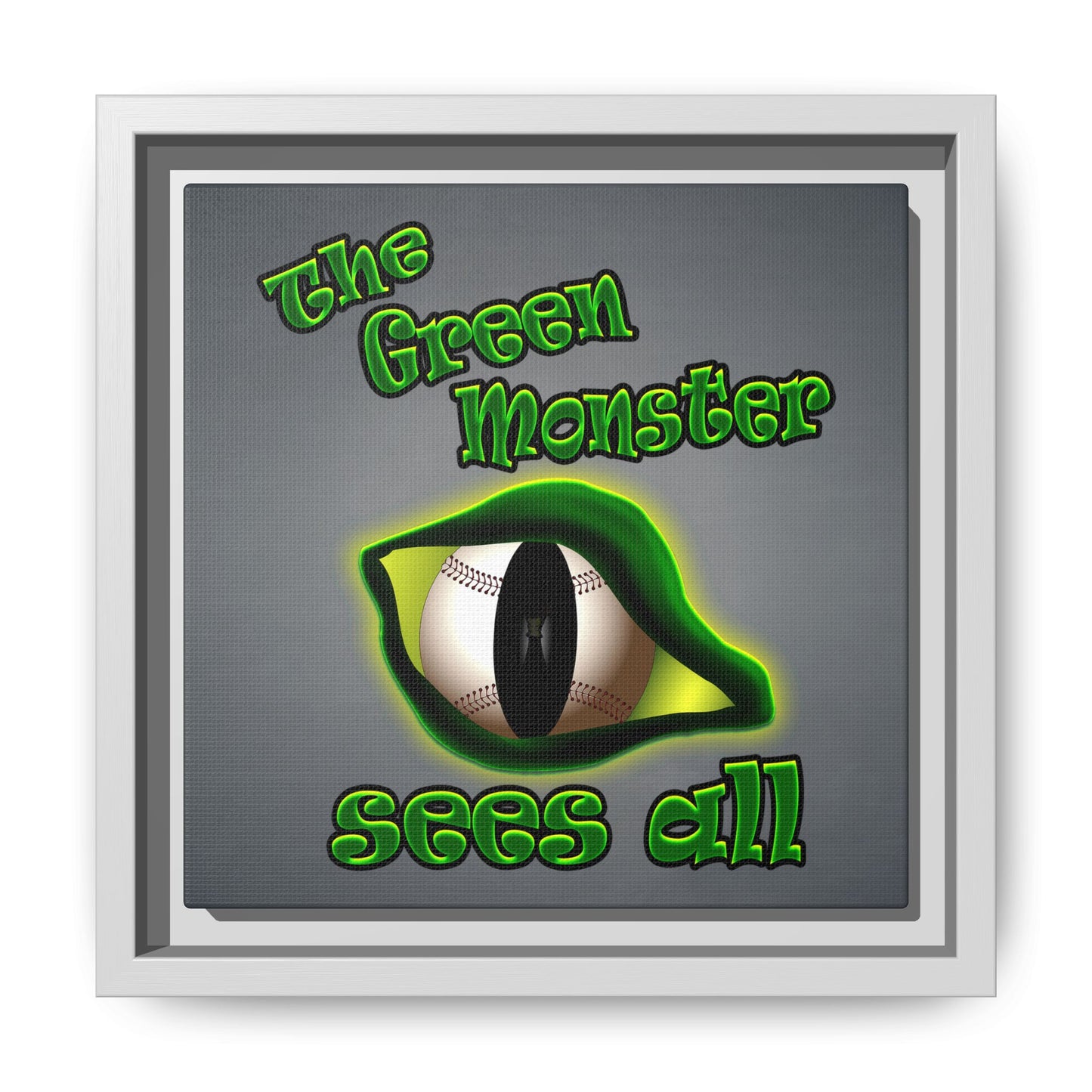green monster - framed canvas art (grey-light grey)