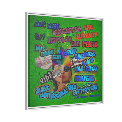 drop the beat - framed canvas art (green turf)