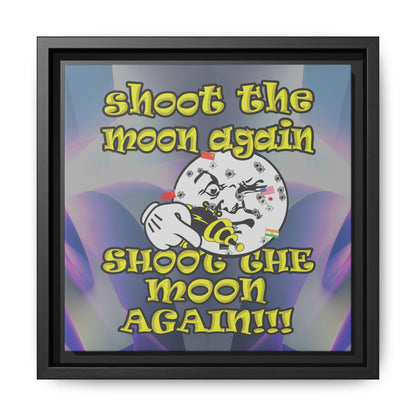 shoot the moon again - framed canvas art (grey-pink wave)
