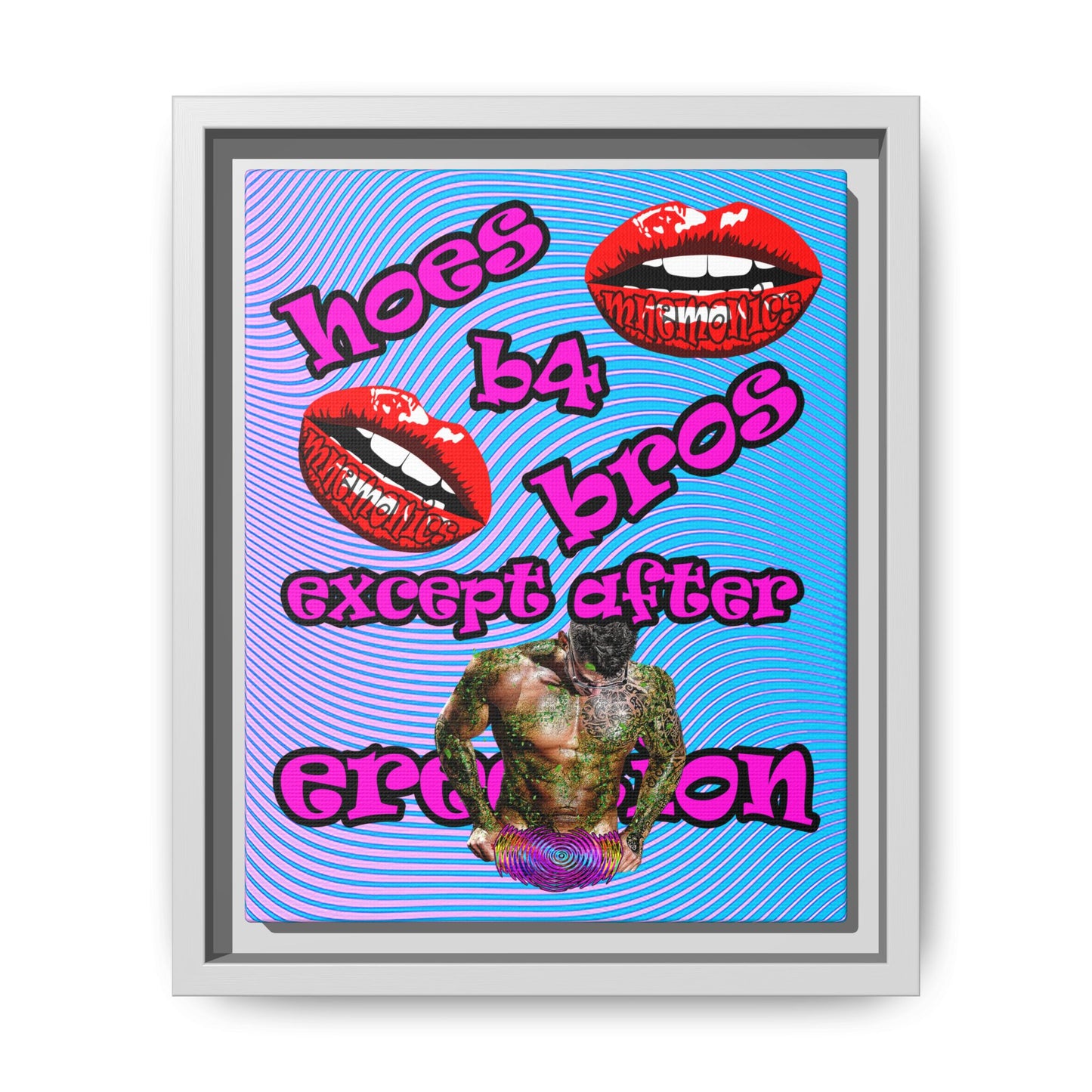 hoes b4 bros - framed canvas art (light blue-purple wave)