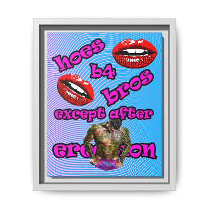 hoes b4 bros - framed canvas art (light blue-purple wave)