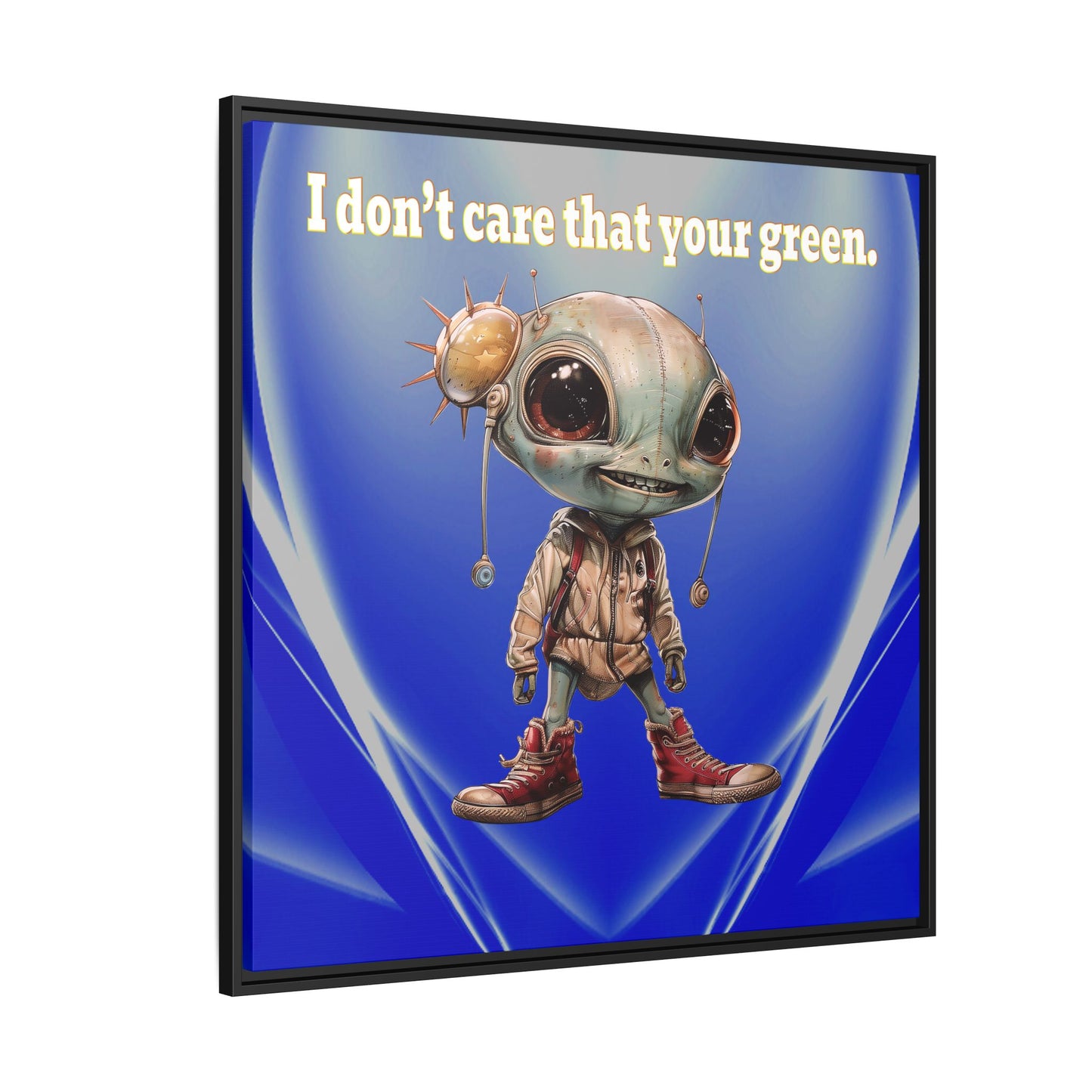 I don't care that your green - framed canvas art (blue-white wave)