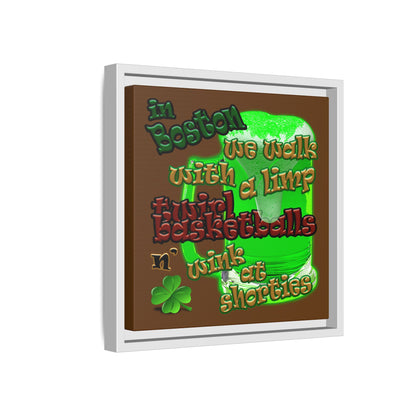celtics logo - framed canvas art (brown)