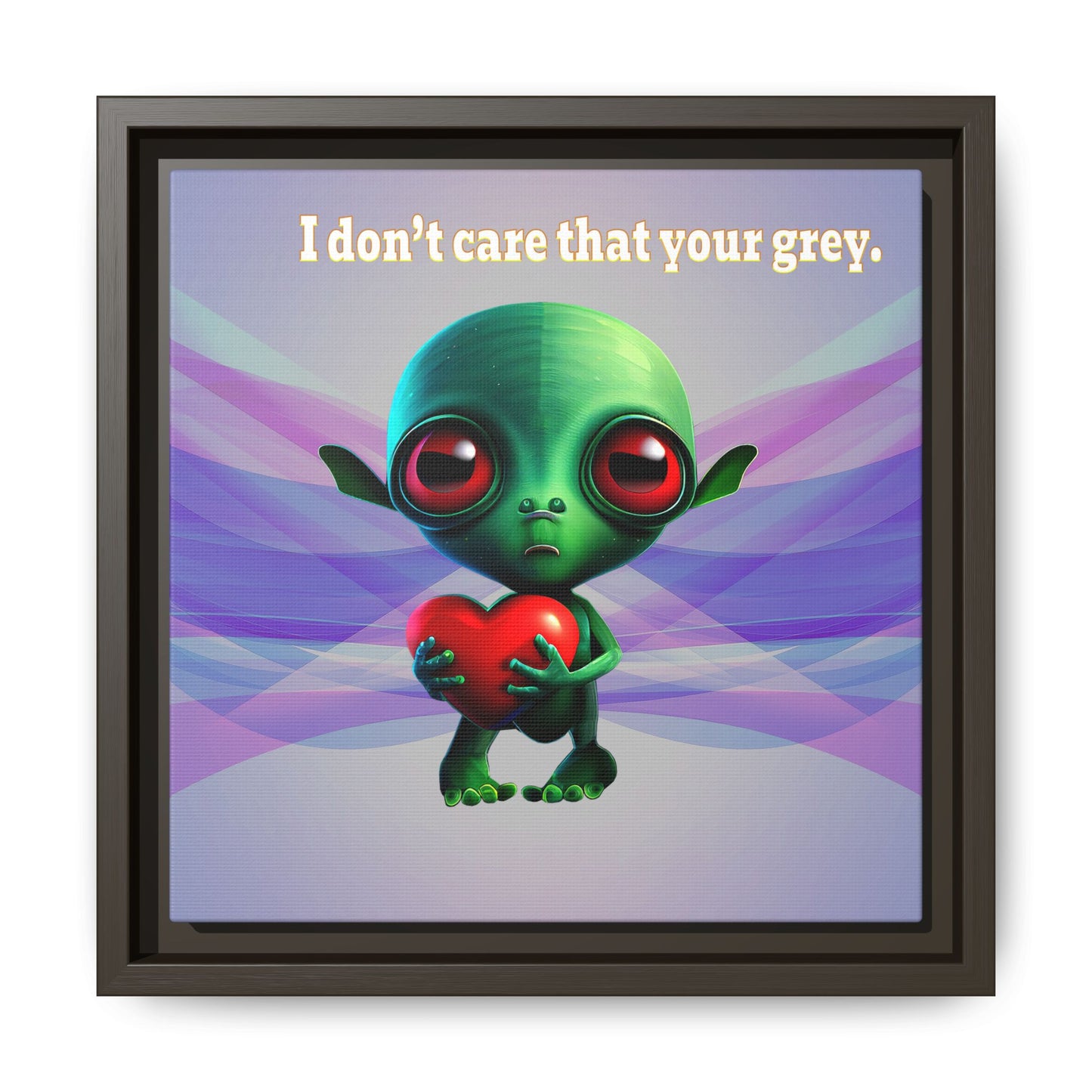 I don't care that your grey - framed canvas art (light blue-pink wave)