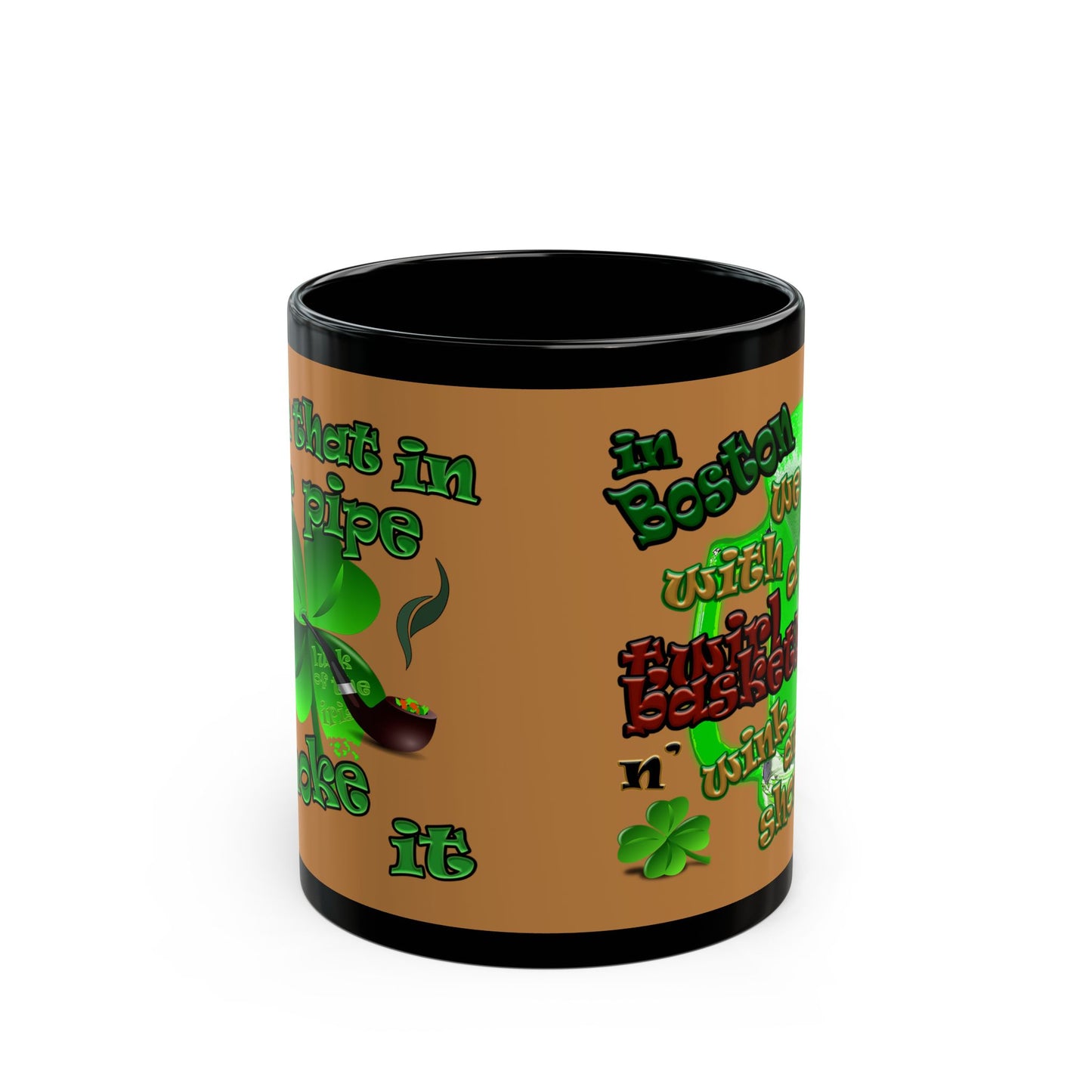 celtics logo - Black Mug (light brown)